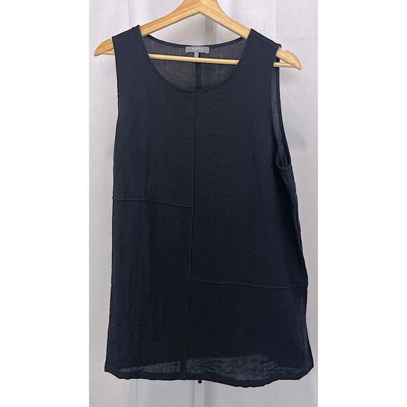 HABITAT Textured Woven Tank Top Seamed Pullover Rayon Nylon Black Size M - Picture 8 of 8